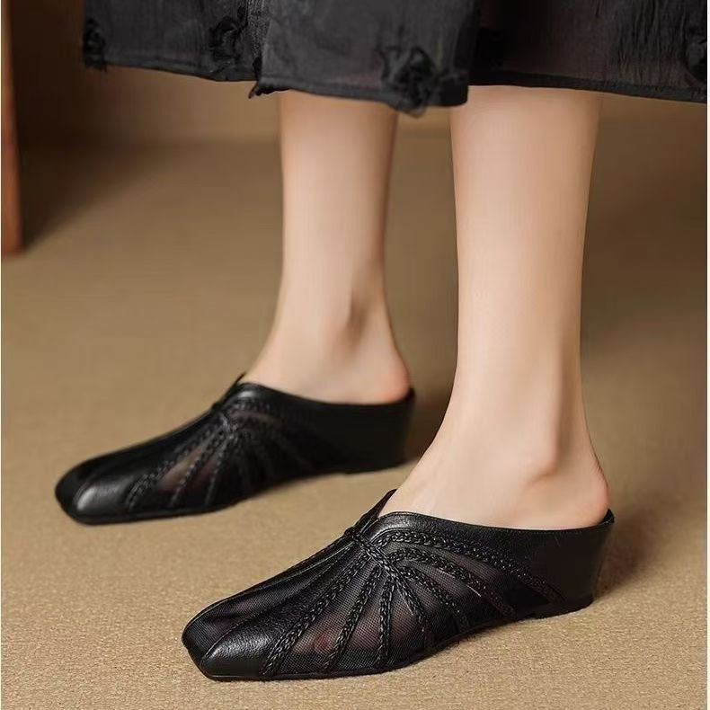 Mesh Breathable Closed Toe Half Slippers