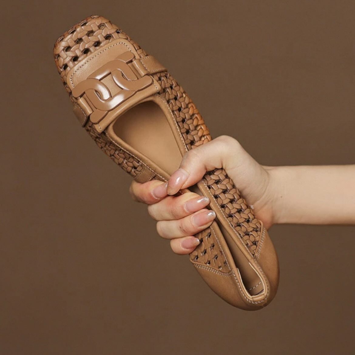 Square Toe Hollow Breathable Versatile Mary Jane Shoes