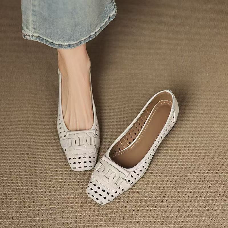 Square Toe Hollow Breathable Versatile Mary Jane Shoes