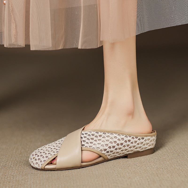 Retro Mesh Hollow Closed Toe Sandals
