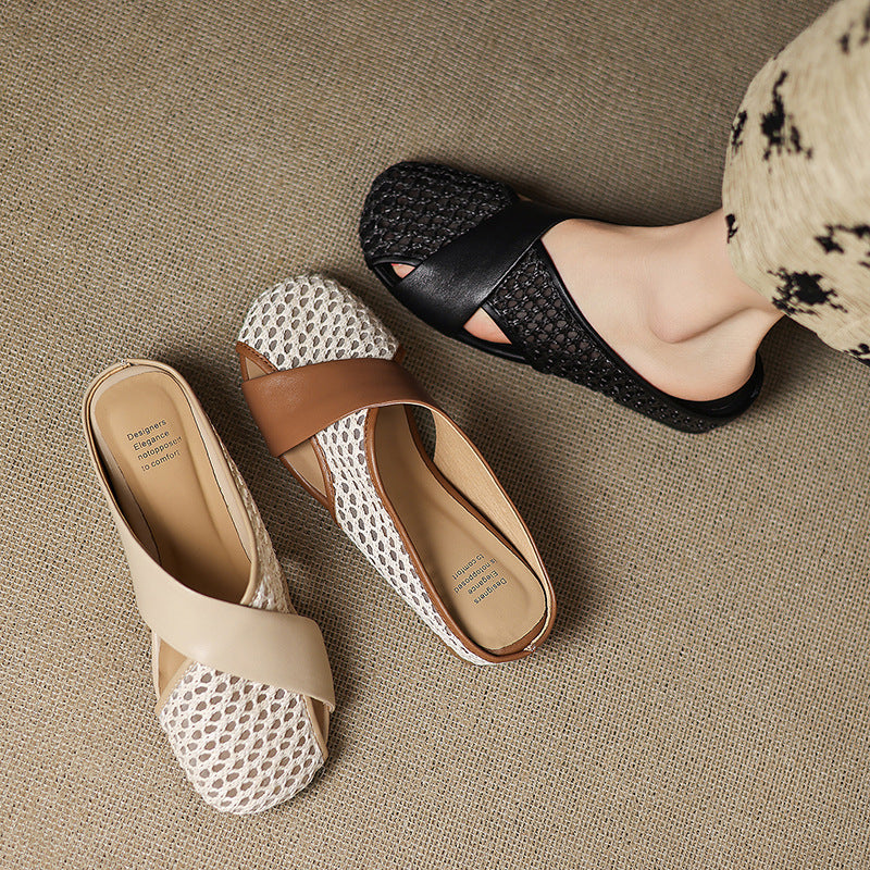 Retro Mesh Hollow Closed Toe Sandals